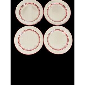4 Homer Laughlin Ivory with Red Stripes 7" Plates HTF 1938